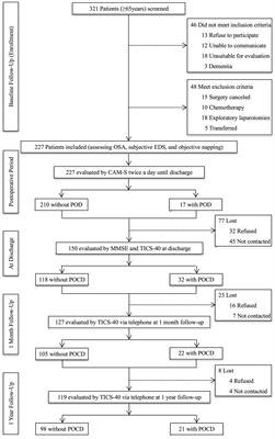 Moderate-to-high risk of obstructive sleep apnea with excessive daytime sleepiness is associated with postoperative neurocognitive disorders: a prospective one-year follow-up cohort study